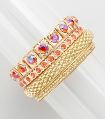 Erica Lyons® Pink and Goldtone Arms Length Bangle Bracelet Stack