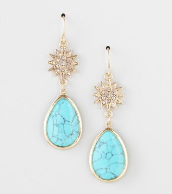 Lauren Ralph Lauren 14K Gold Plated Turquoise Crystal Star Drop Earrings