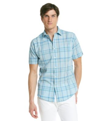 John Bartlett Consensus Men's Blue Bubbles Short Sleeve Madras