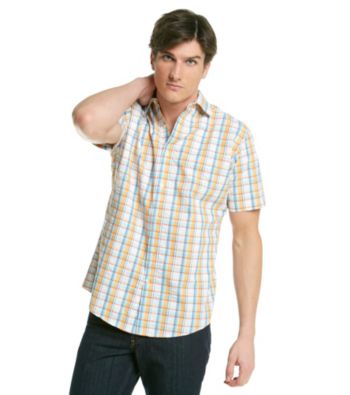 John Bartlett Consensus Men's Atom Orange Short Sleeve Madras