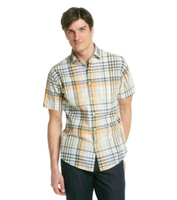 John Bartlett Consensus Men's Atom Orange Short Sleeve Seersucker Woven Shirt
