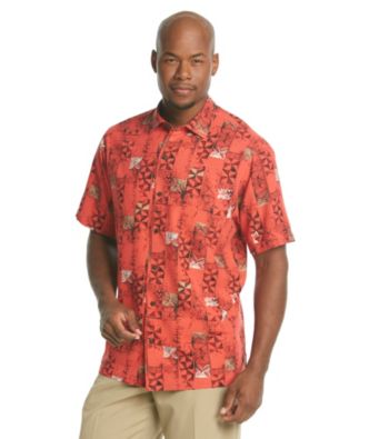 Paradise Collectio® Men's Captain Rose Short Sleeve Silk Woven Aztec Print Shirt