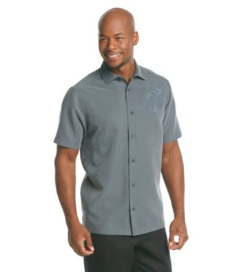 Paradise Collection® Men's Short Sleeve Embellished Scroll Print Shirt