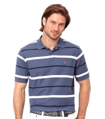 Nautica® Men's Short Sleeve Stripe Deck Polo