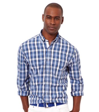 Nautica® Men's French Blue Plaid Long Sleeve Woven