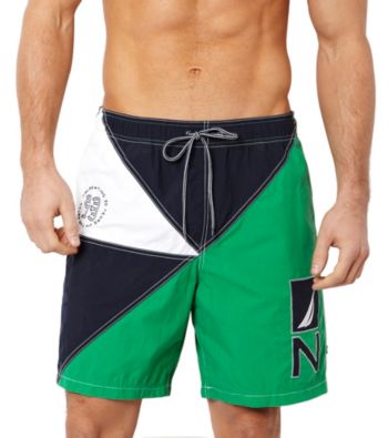 Nautica® Men's Parrot Green Colorblock Swim Short