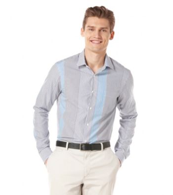 Perry Ellis® Men's Amalfi Blue Long Sleeve Check Plaid Woven