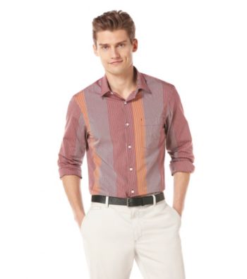 Perry Ellis® Men's Fig Long Sleeve Check Plaid Woven