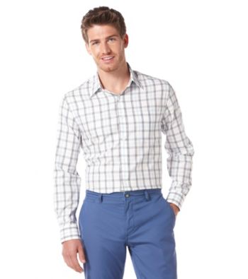 Perry Ellis® Men's Azzuro Long Sleeve Windowpane Plaid Woven