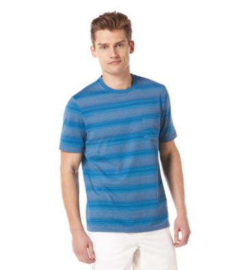 Perry Ellis® Men's Striped Coastal Blue Short Sleeve Crewneck Tee