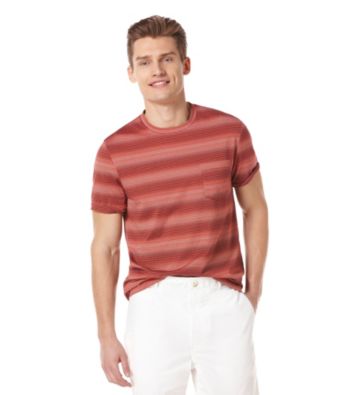 Perry Ellis® Men's Striped Bright Coral Short Sleeve Crewneck Tee