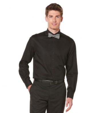 Perry Ellis® Men's Black Long Sleeve Varigated Stripe Woven