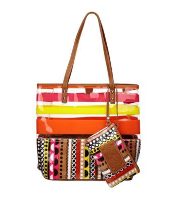 Nine West® Pink Multi Can't Stop Shopper Tall Large Tote - Stiletto/Stripe/Dot 9's