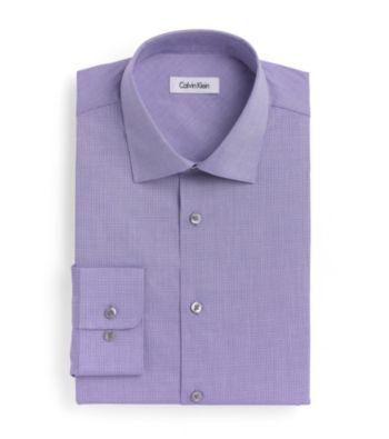 Calvin Klein® Men's Purple Check Spread Regular-Fit Long Sleeve Dress Shirt
