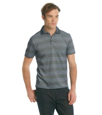 DKNY JEANS® Men's Black Stripe Two-Tone Pique Polo