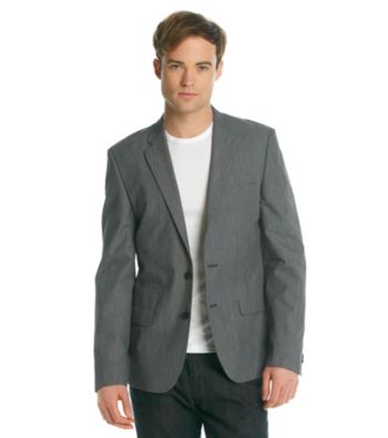 DKNY JEANS® Men's Grey Two-Button Pick Stitch Blazer