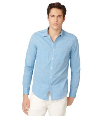 Calvin Klein Jeans® Men's Blithe Blue Chambray Long Sleeve Button Down Shirt