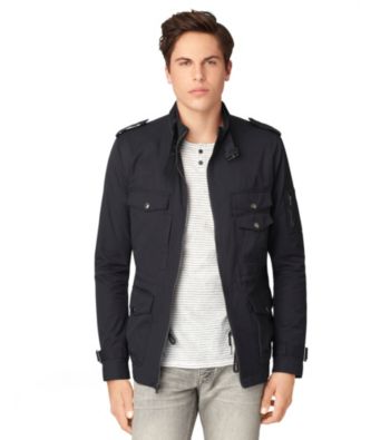 Calvin Klein Jeans® Men's Dark Navy Coated Twill Military Zip-Up