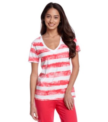 Relativity® Cherries Jubilee Knit Short Sleeved Tee - Washed Cherry Stripe
