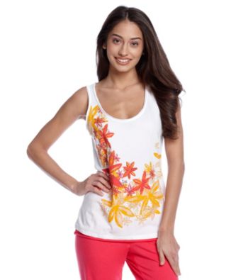 Relativity® Cherry Floral Knit Screenprint Tank - Star Flower