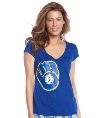 College Concepts Brewers Logo Burnout Top - Royal