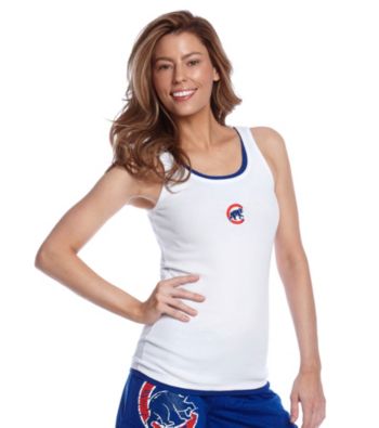College Concepts Cubs Logo Ribbed Tank - White