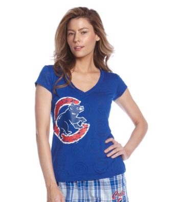 College Concepts Cubs Logo Burnout Top - Royal