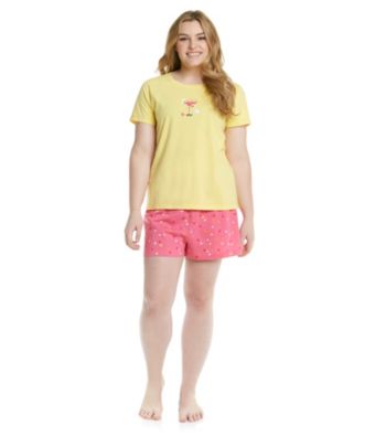 HUE® Lemon Drop Plus Size Boxer Pajama Set - Hazy Dots