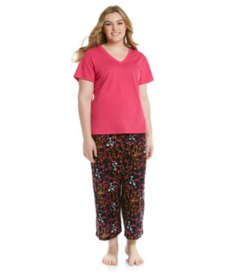 HUE® Beetroot Plus Size Capri Pajama Set - Sunrise Martinis