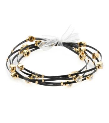 Cellini Stainless Steel Black Cable Gold Plate Guitar String Bangle Set