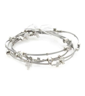 Cellini Stainless Steel Silver Guitar String Bangle Set