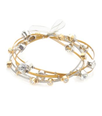 Cellini Stainless Steel Silver,Gold Guitar String Bangle Set