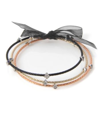 Cellini Stainless Steel 3 Black,Gold, Rose Gold Cable Bangles