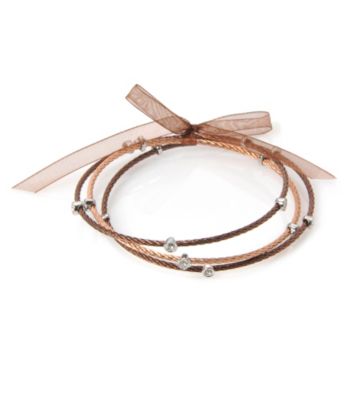 Cellini Stainless Steel 3 Chocolate,Rose Cable Bangles