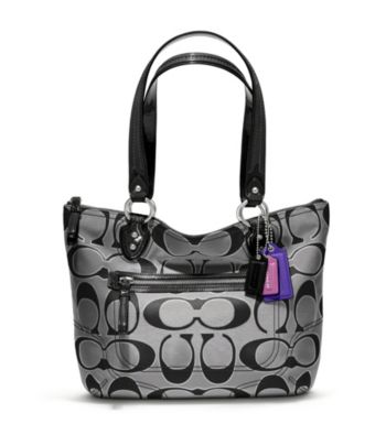 COACH POPPY METALLIC SIGNATURE SATEEN SMALL TOTE