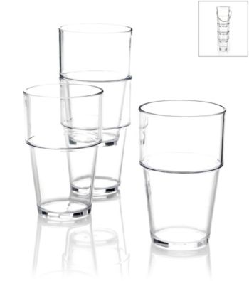 LivingQuarters Set of 4 Stackable Clear Highball Cups