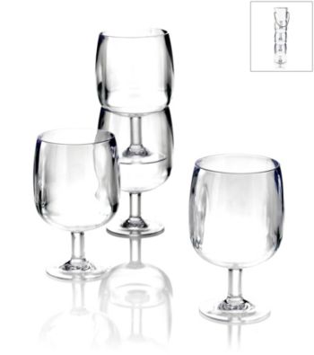 LivingQuarters Set of 4 Stackable Clear Wine Glasses