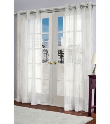 Design Decor Melissa Off-White Semi-Sheer Stripe Grommet Panel