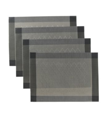 Alyssa Joy Set of 4 Tan and Black Argyle Woven Place Mats