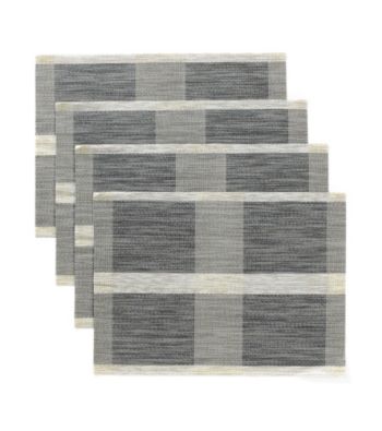 Alyssa Joy Set of 4 Grey and Black Middle Stripe Place Mats