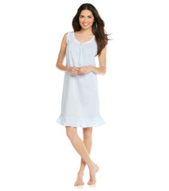 Miss Elaine® Cotton Lawn Sleeveless Gown - Blue Dot