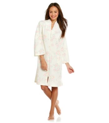 Miss Elaine® Short Zip Robe - Peach Print