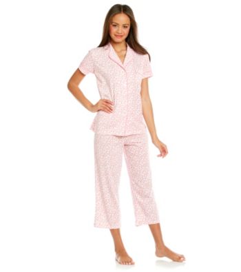 Dearfoams Blush Crop Pajama Set - Pink Gumdrop Dots