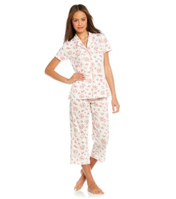 Dearfoams Rose Crop Pajama Set - Bubblegum Blooms