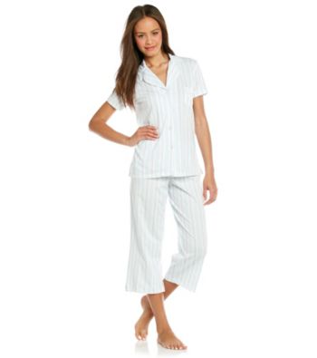 Dearfoams Crop Pajama Set - Sweet Blue Stripe