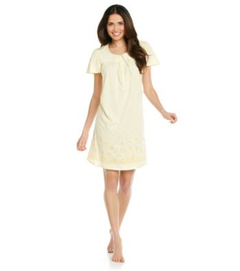 Aria® Knit Short Gown - Yellow Floral Border