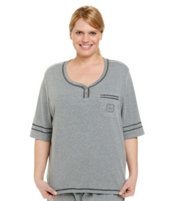 KN Karen Neuburger Plus Size Knit Henley Top