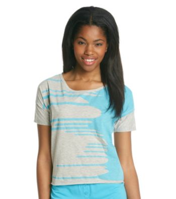 Steve Madden Heather Grey Oversize Crop Tee - Teal Graphic