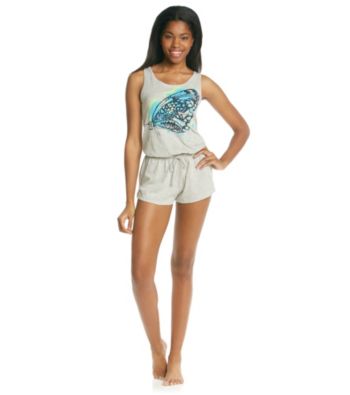 Steve Madden Heather Grey Knit Tank Romper - Butterfly Graphic
