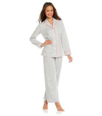 HUE® Cotton Pajama Set - Frost Grey Dot